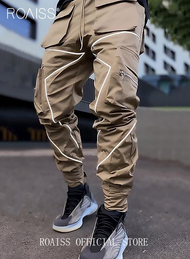 roaiss Men Casual Joggers Pants, Drawstring Cargo Pants with Tapered Leg and Slim Design, Ankle Banded Sweatpants with Multiple Pockets, Suitable for Daily Wear, Outdoor or Any Physical Activities - Image 1